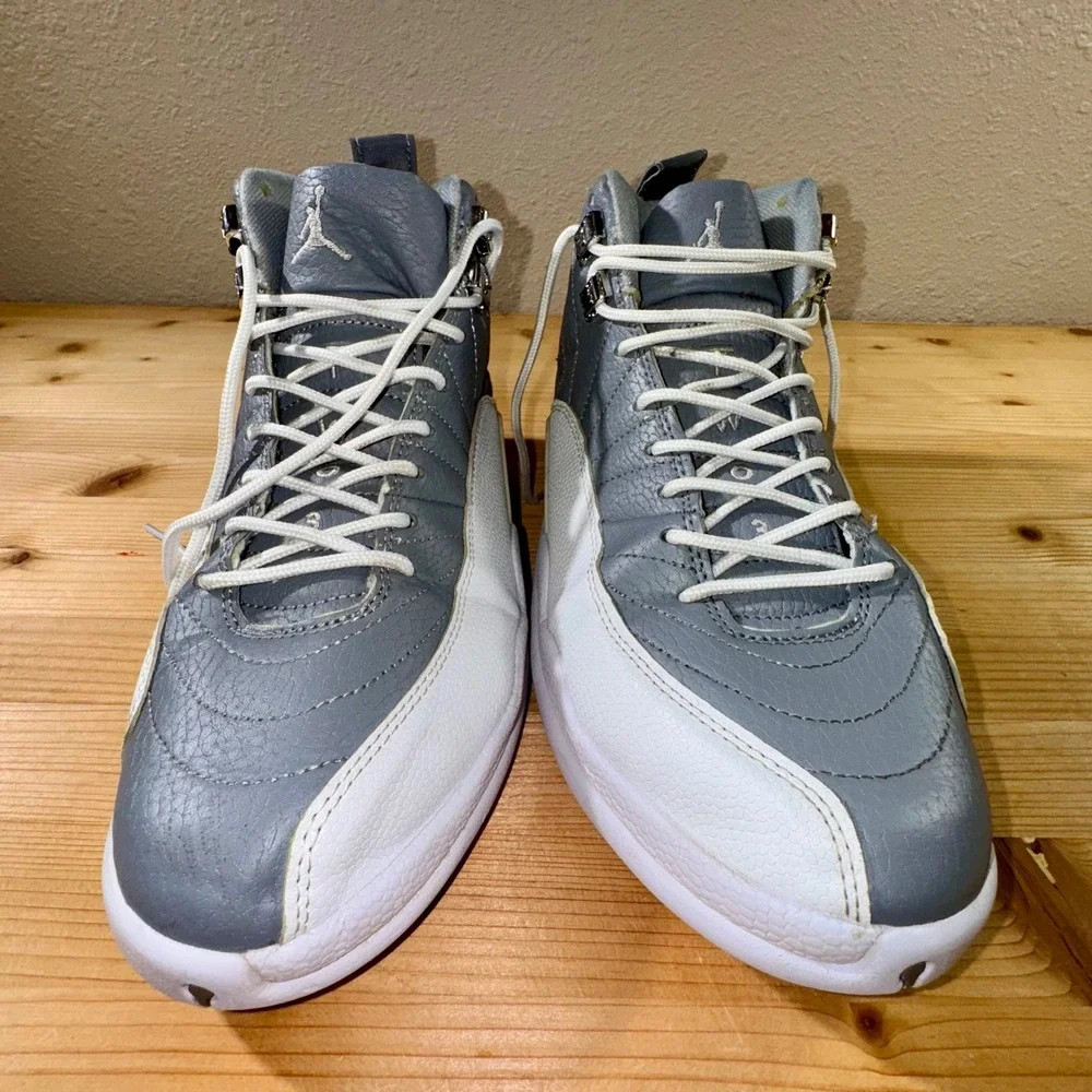 Jordan 12 Retro Sneakers Stealth Gray White Leather Basketball Shoes‎ OG Size 7
